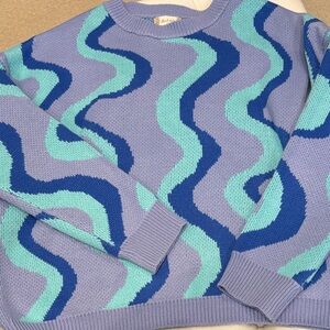 Altar'd State Wavy Blue and Teal Sweater